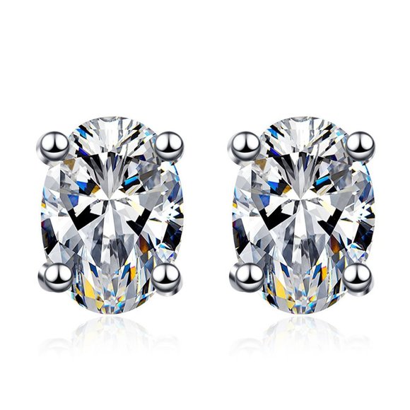 Certified 4ct. t.w. Moissanite Diamond Oval Cut Stud Earrings NEW - Picture 6 of 14